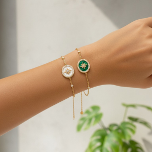 Gourmettes Solitaire verte et blanche