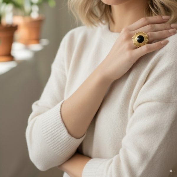 Bague soleil - Noir – Image 2